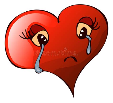 Cartoon Sad Crying Heart Vector Illustration Stock
