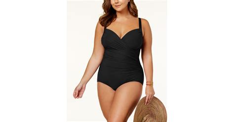 Miraclesuit Synthetic Plus Size Sanibel One Piece Swimsuit In Black Lyst