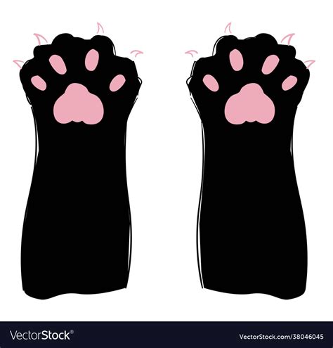 Hand Drawn Black Cat Paws With Claws Print Vector Image