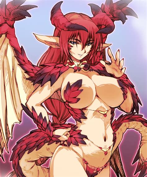 Rule 34 Big Breasts Breasts Dragon Dragon Girl Dragon Wings Dragoness Female Hisahiko Horn