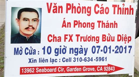 Văn Phòng Cáo Thỉnh Viên Phong Thánh Cho Cha Trương Bửi Diệp Không Có