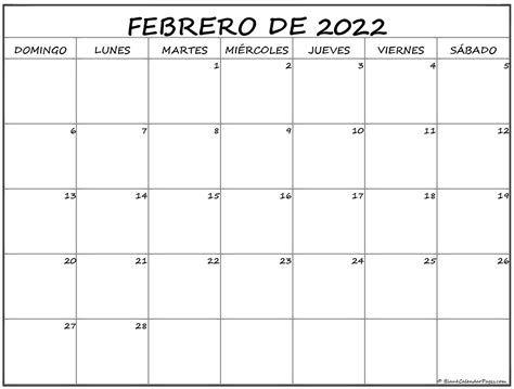 Imprimible Calendario Febrero 2022 Calendarios 2022 Para Imprimir