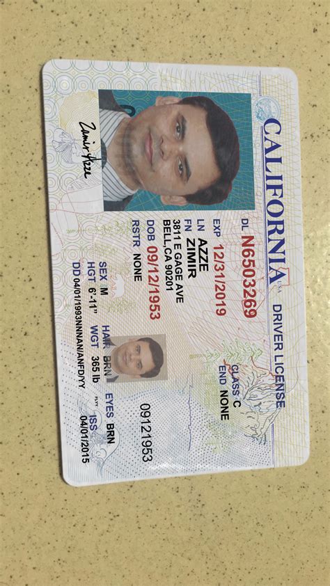 Free Ca Id Template In Order To Apply For A California Identification