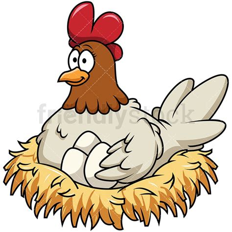 Hen In Nest With Eggs Cartoon Vector Clipart Friendlystock