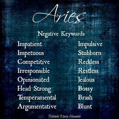 Aries Personality Traits Negative Personality Traits Zodiac Traits