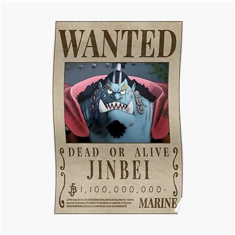 Jinbei Wanted Poster Post Wano Updated Bounty Poster Premium Matte Vertical Poster Sold By Hodan
