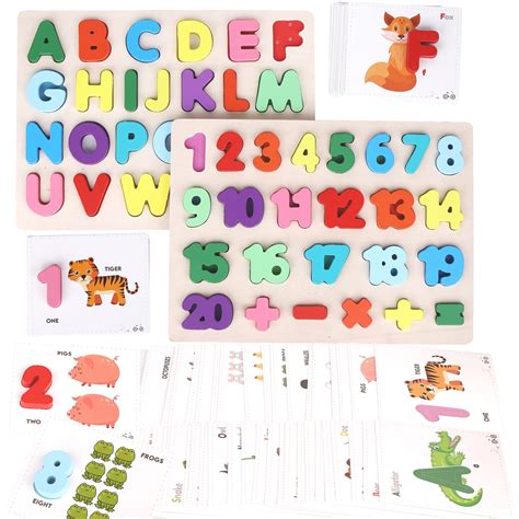 Buy Alphabet Number Puzzles And Flash Cards Preschool Educational Learning Montessori Toys For