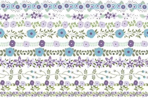 Violet Mint Flower Border Clipart Floral Border Clip Art Divider By