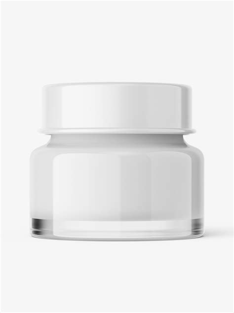Glass Cosmetic Jar With Glossy Cap Mockup Smarty Mockups