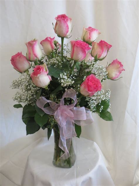 Delicious Dozen Pink Long Stemmed Roses Cheap Flower Delivery Rose