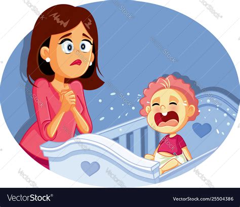 bacrying next to worried mother royalty free vector image