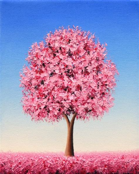 Cherry Blossom Tree Painting Original Oil Painting Etsy Simple Canvas