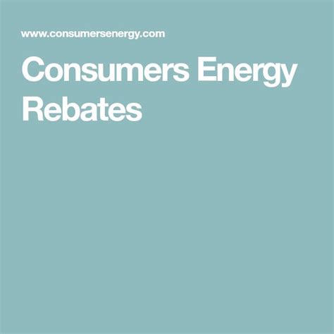 Consumers Energy Rebates Energy Consumers Rebates