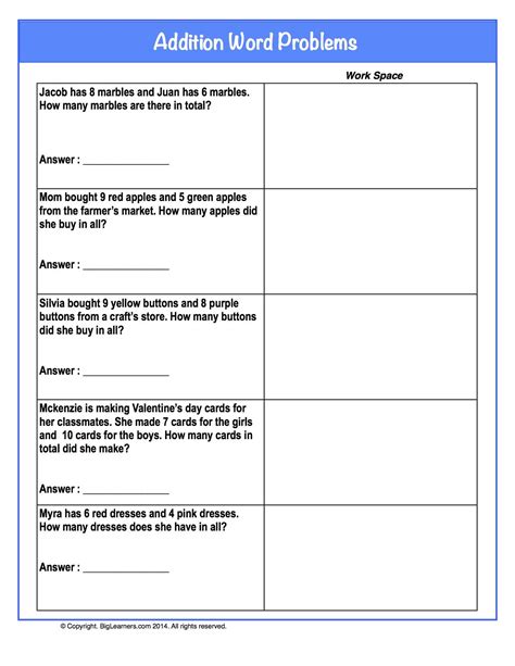 Worksheet Addition Word Problems 2 Sharpen Your Basic Addition