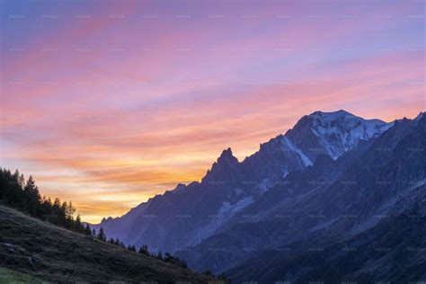 Mont Blanc Mountain At Sunset Stock Photos Motion Array