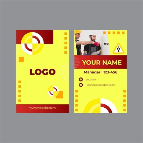 Premium Vector Electrician Vertical Business Card Set Template