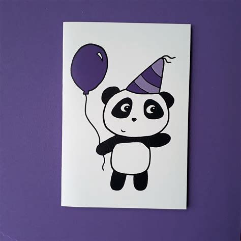 Panda Birthday Card Cute Panda Card Child Party Card Etsy Uk