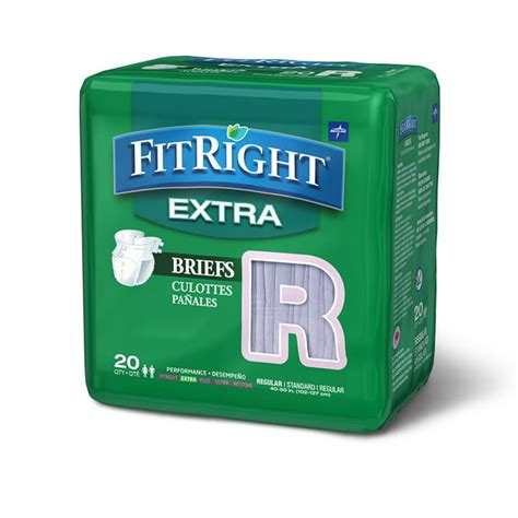 fitright extra adult briefs with tabs moderate absorbency regular 40 50 20 count walmart
