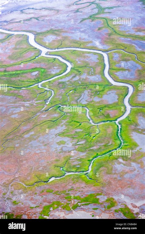 Aerial View Of The Susitna River Mudflats Mat Su Borough Southcentral