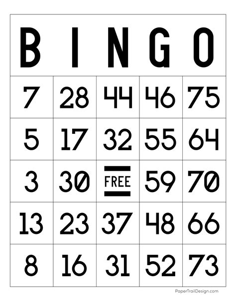 Large Print Free Printable Bingo Cards 1 75 Pdf Printable Cards