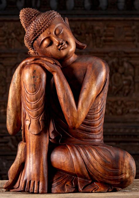 Sold Wooden Dreaming Buddha Statue 32 134bw20b Hindu Gods And Buddha