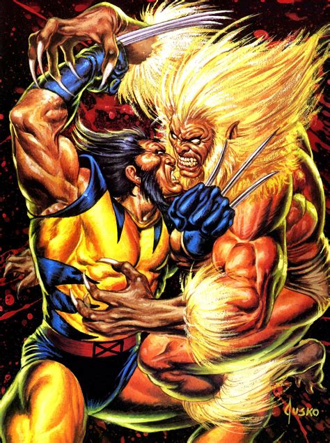 Wolverine Vs Sabretooth Card Art By Joe Jusko 1992 Rxmen