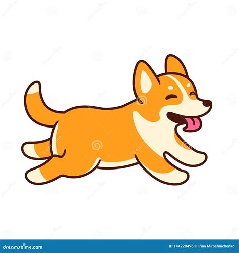 Funny Cartoon Running Corgi Stock Vector Illustration Of Vector