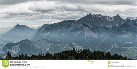 Gorgeous Mountain Landscape With A Fantastic View Of The Swiss Alps
