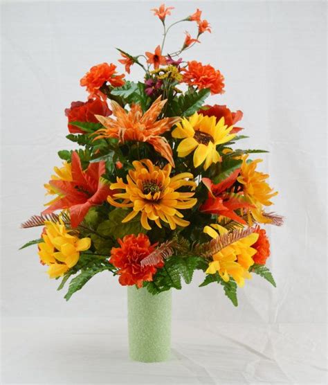 Artificial flower arrangements for graves adaptique me. No.5024 Fall Cemetery Arrangement. Autumn Cone by ...