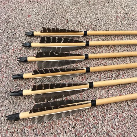 12pk High Quality Archery Pine Arrows With Real Turkey Feather Archery