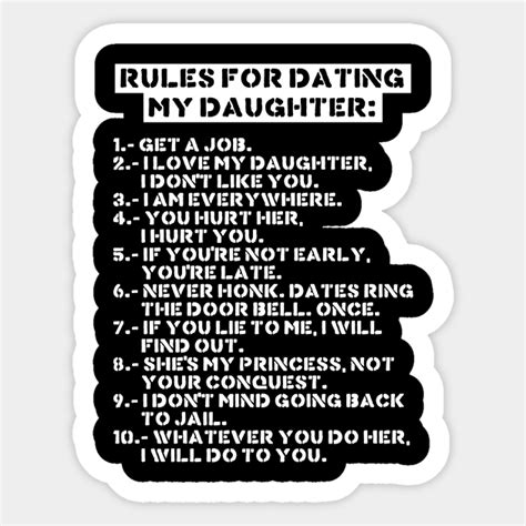 rules for dating my daughter rules for dating my daughter sticker teepublic