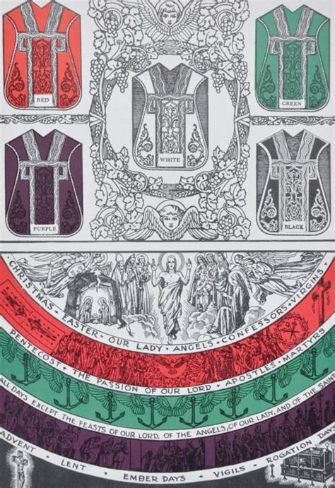 Liturgical calendar library (roman catholic, after the reform of vatican ii). Vestment colours, for the seasons of the Church's year ...