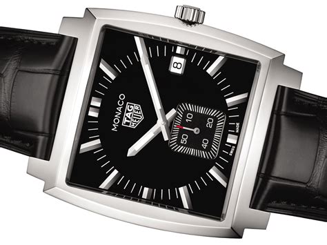 Alarm, auto date, moon phase, water resistant. TAG Heuer Monaco Quartz Watch For $1,700 | aBlogtoWatch