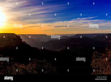 Arizona Sunset Grand Canyon National Park Yavapai Point Usa Stock Photo