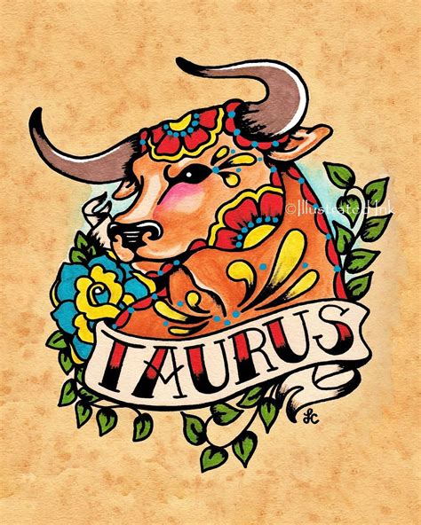 Old School Tattoo Designs Zodiac Art Taurus Tattoos