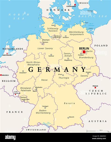Alemania Mapa Político Estados De La República Federal De Alemania
