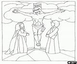 Jesus Coloring Calvary Cross Testament Bible sketch template