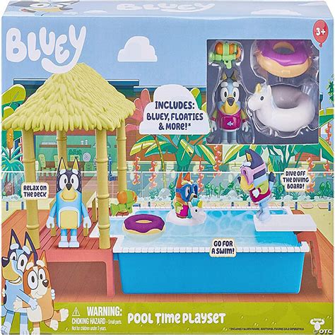 Bluey Pool Playset And Figure 25 3 Inch Articulated Figure And