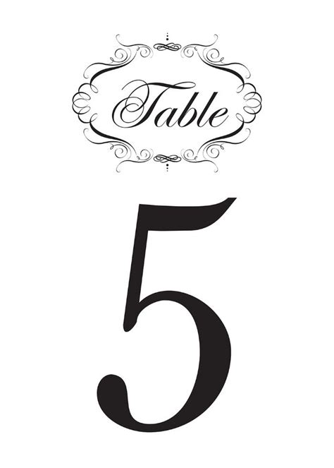 Table Number Printable Template