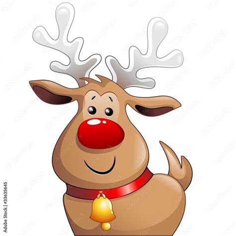 Renna Babbo Natale Cartoon Cute Christmas Reindeer Vector Stock Vector Adobe Stock