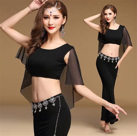 Sexy Modal Belly Dance Bellydance Costumes Set Mermaid Long Skirts Crop Tops Cape For Womens