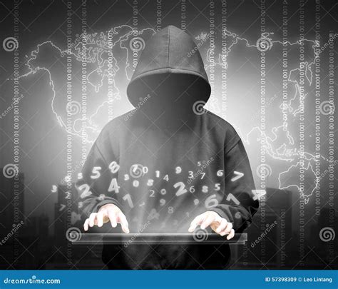 Hacker Silhouette Black Background Royalty Free Stock Image
