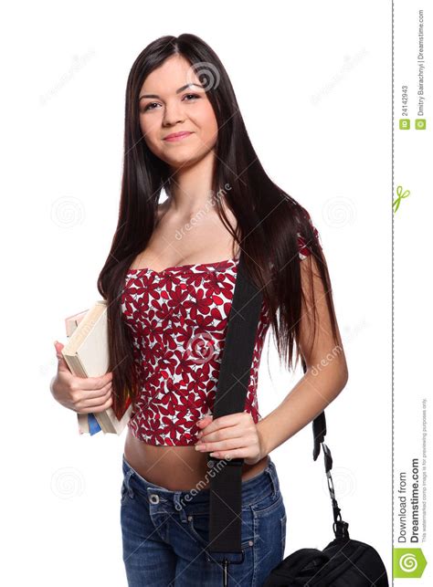 College Girl With Books Stock Image Image Of School 24142943