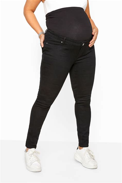 Bump It Up Maternity Black Skinny Jeans With Comfort Panel Yours Clothing