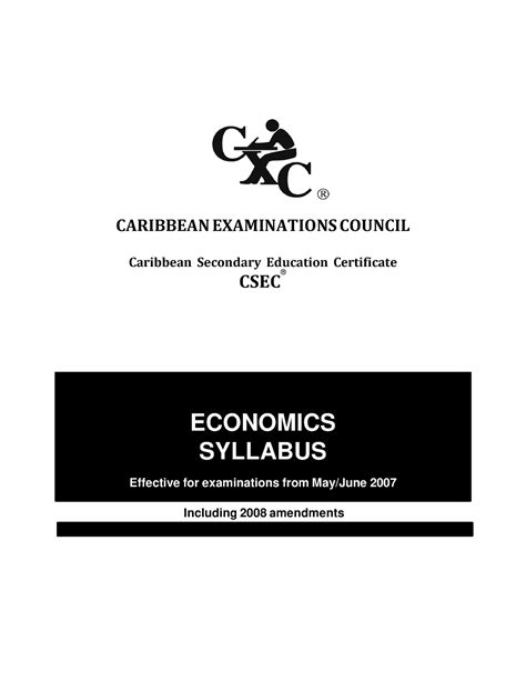Csec Economics History Caribbean Examinations Council Caribbean