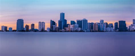 Download Wallpaper 2560x1080 Panorama Skyscrapers Miami