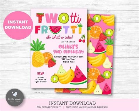 Create An Amazing Party With These Printable Twotti Frutti Birthday