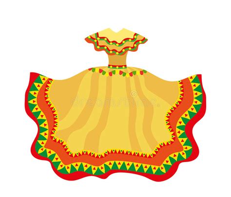 mexican dress icon flat style traditional mexican female apparel on white background vector