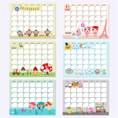 2016 Text Editable Monthly Calendars Calendar Preschool