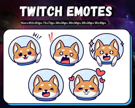 Dog Emote Pack For Twitch And Discord Astronaut Emotes Etsy Ireland